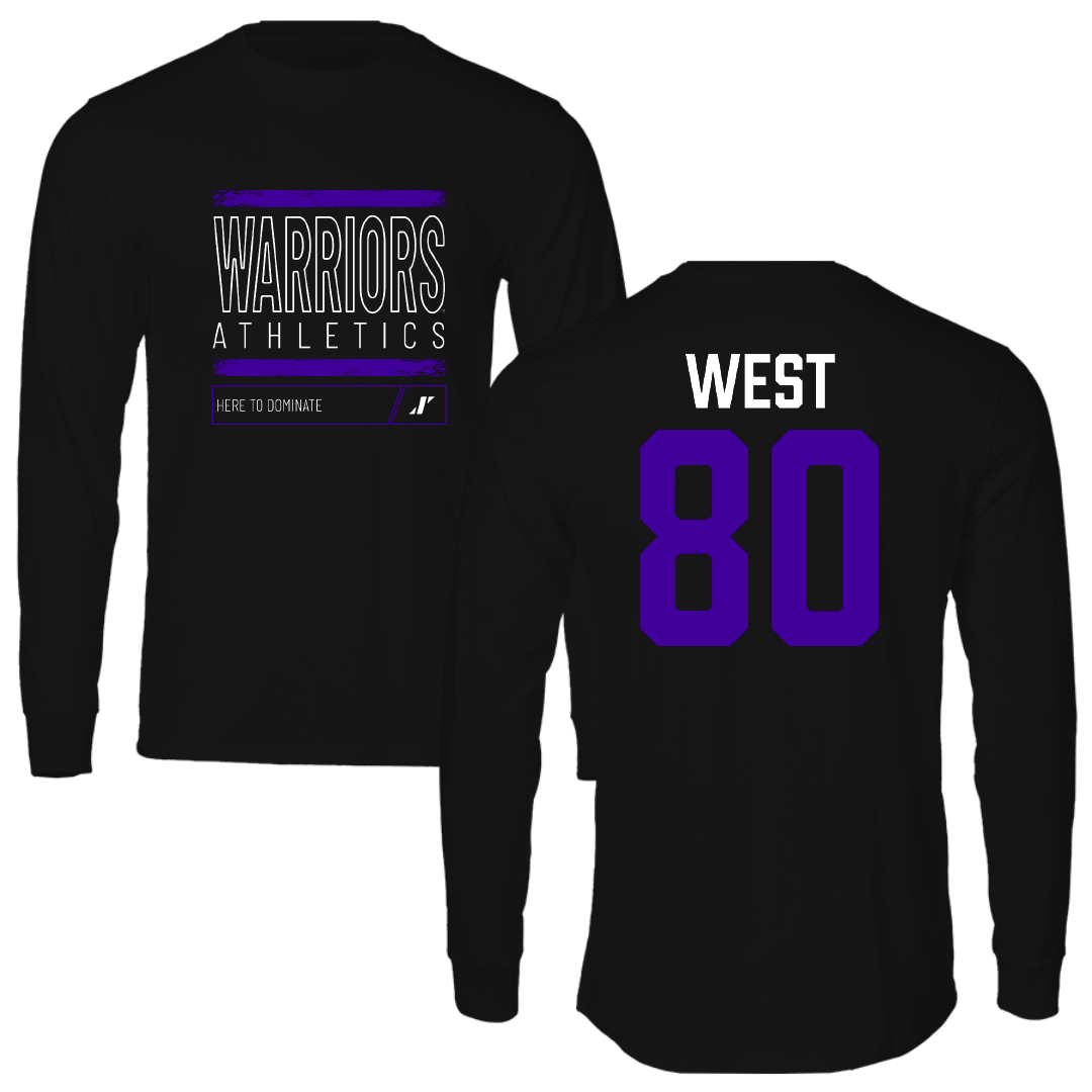 Winona State University Football Black Dominate Performance Long Sleeve - #80 Jaylen West