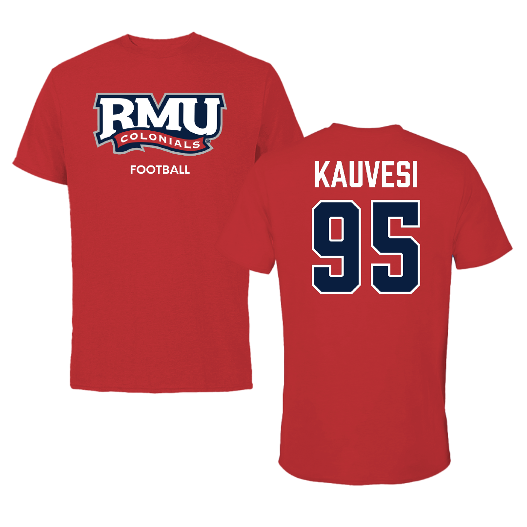 Robert Morris University Football Red Colonials Performance Tee - #95 Josh Kauvesi