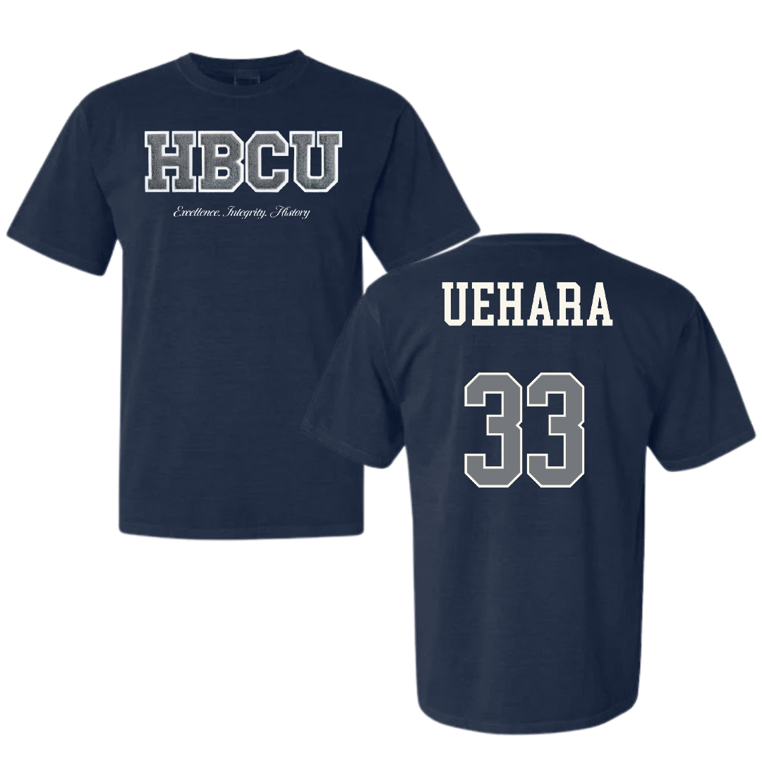 Jackson State University Soccer (W) Navy HBCU Varsity Comfort Colors Tee - #33 Kalia Uehara