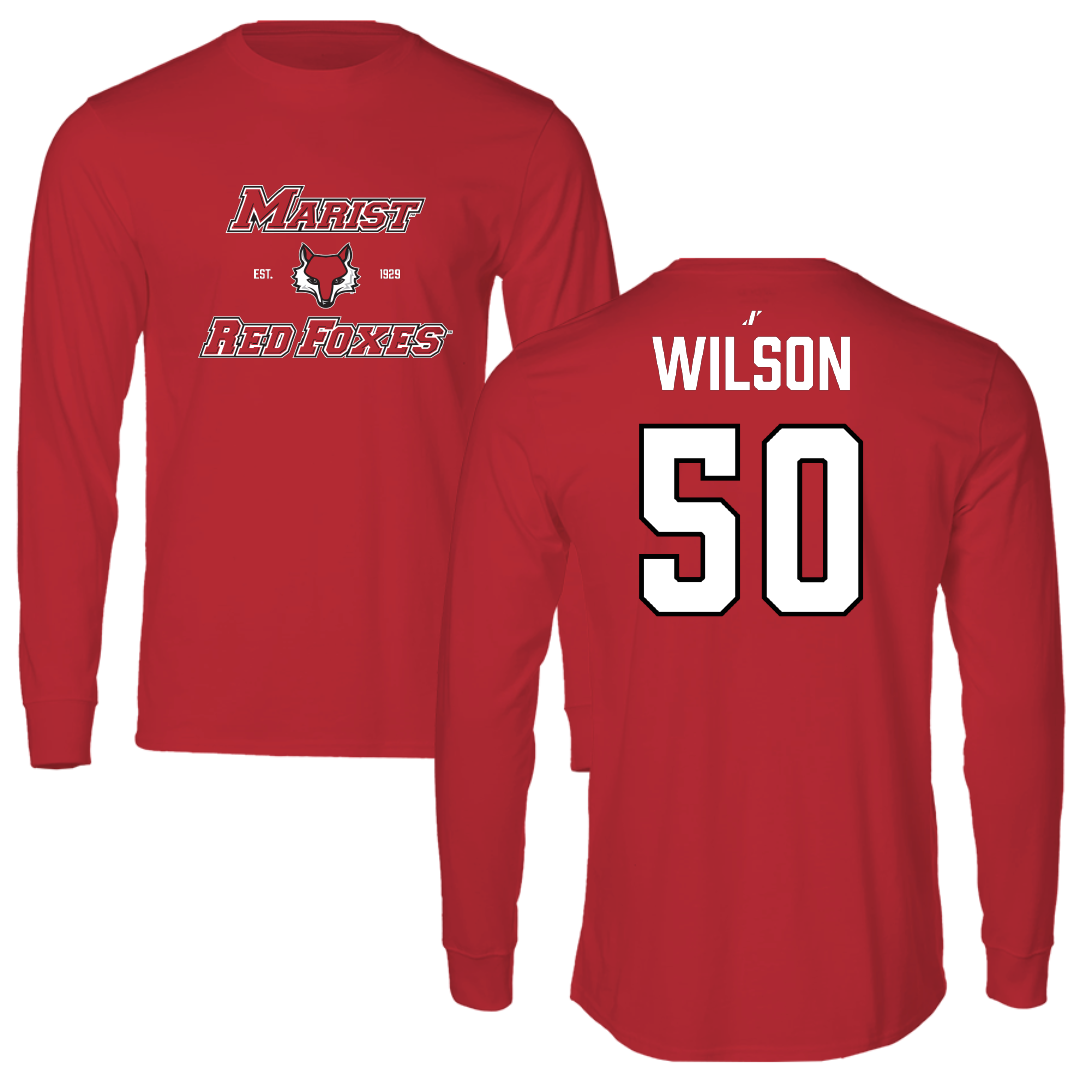 Marist University Football Red General Performance Long Sleeve - #50 Trevor Wilson