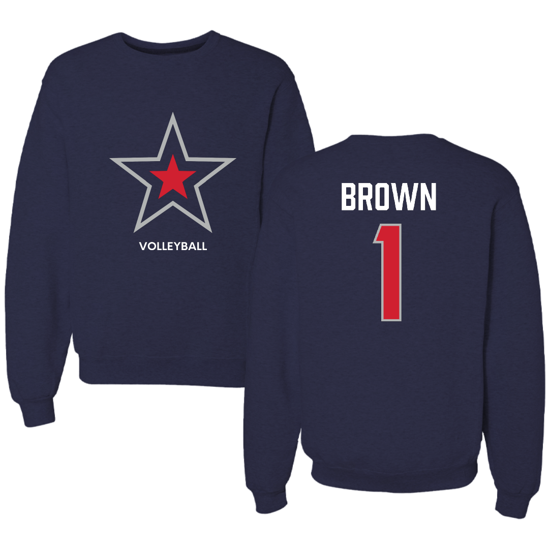 Robert Morris University Volleyball (W) Navy Mascot Crewneck - #1 Kaitlyn Brown