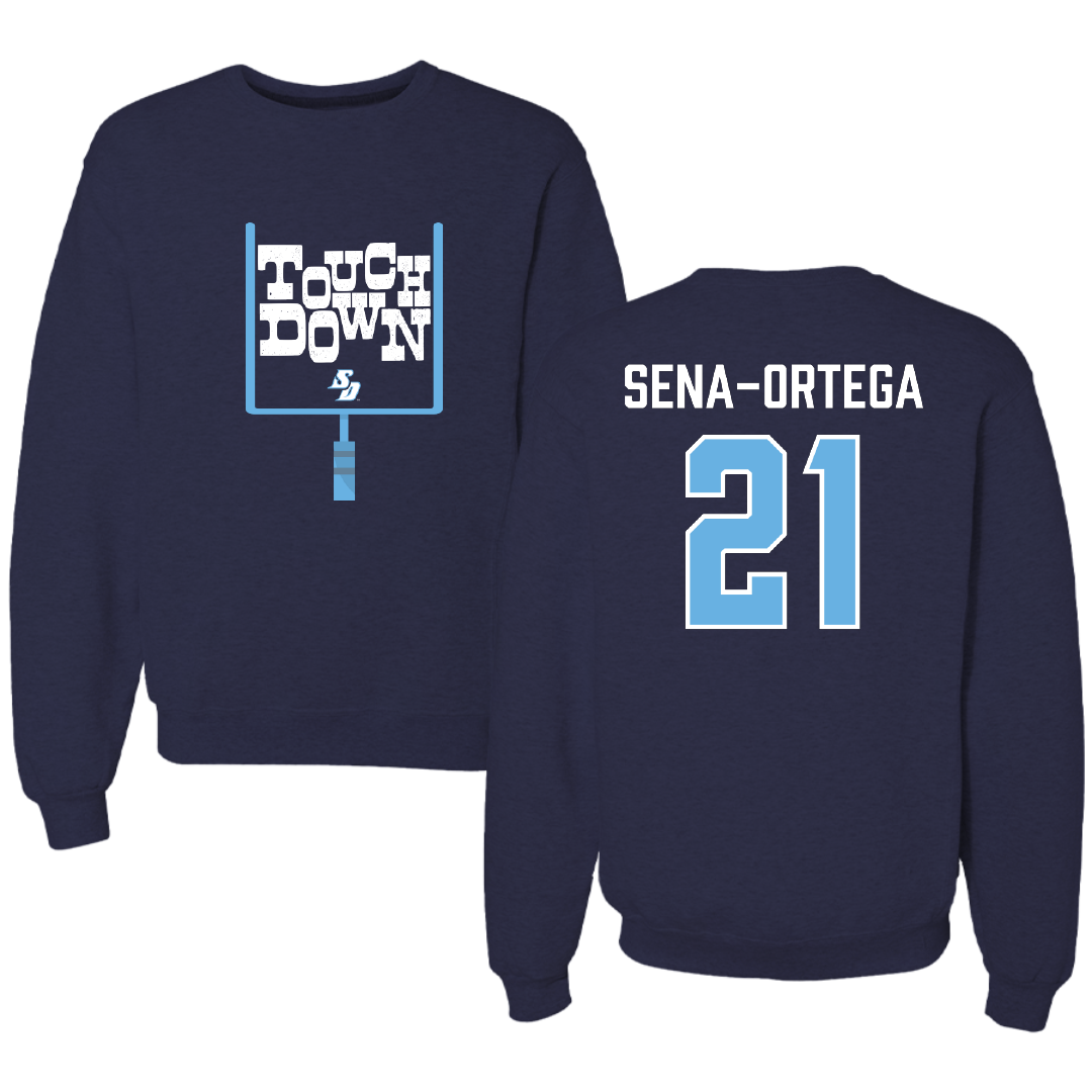 University of San Diego Football Navy Touchdown Crewneck - #21 Trey Sena-Ortega
