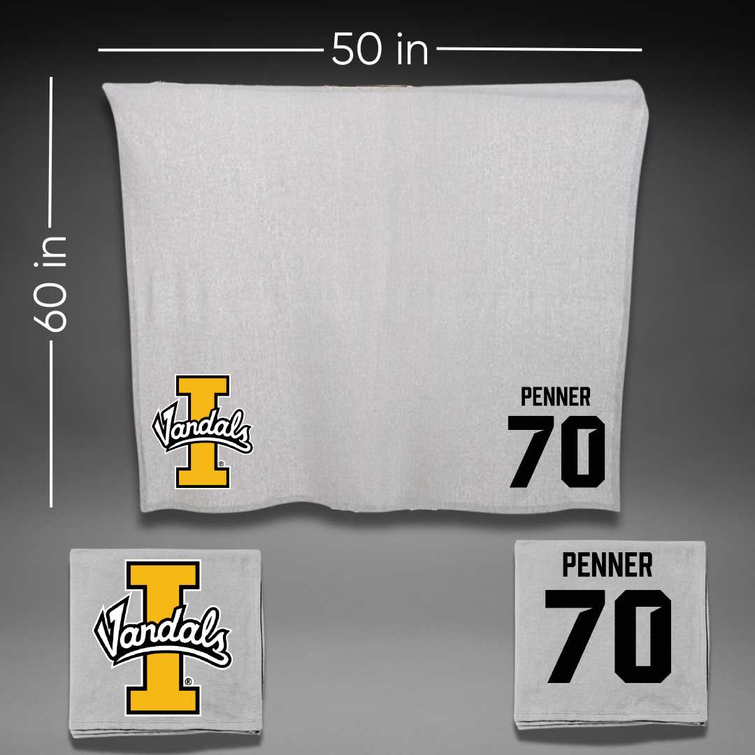 University of Idaho Football Gray Vandals Blanket - #70 Zach Penner