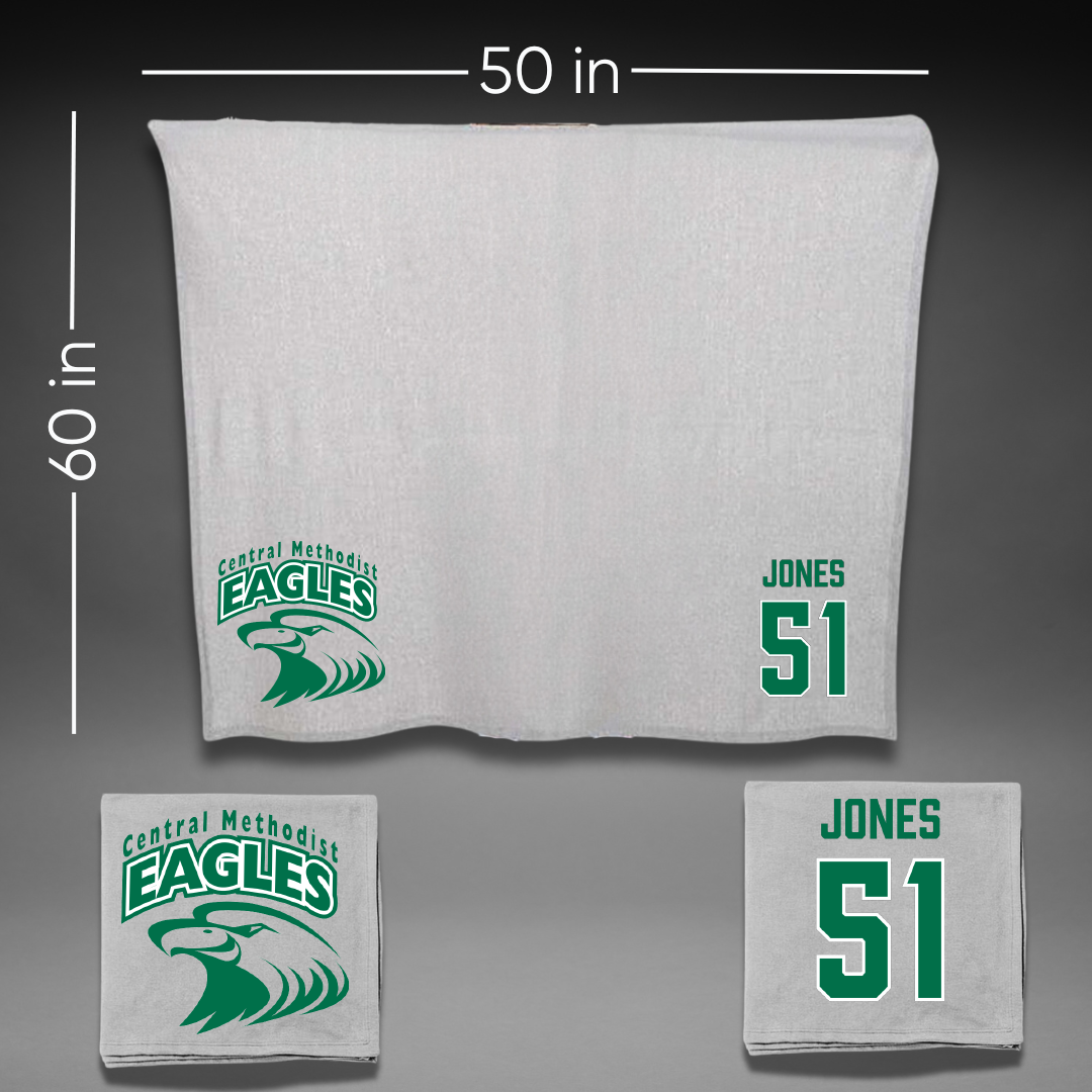 Central Methodist University Football Gray Blanket - #51 Amari Jones