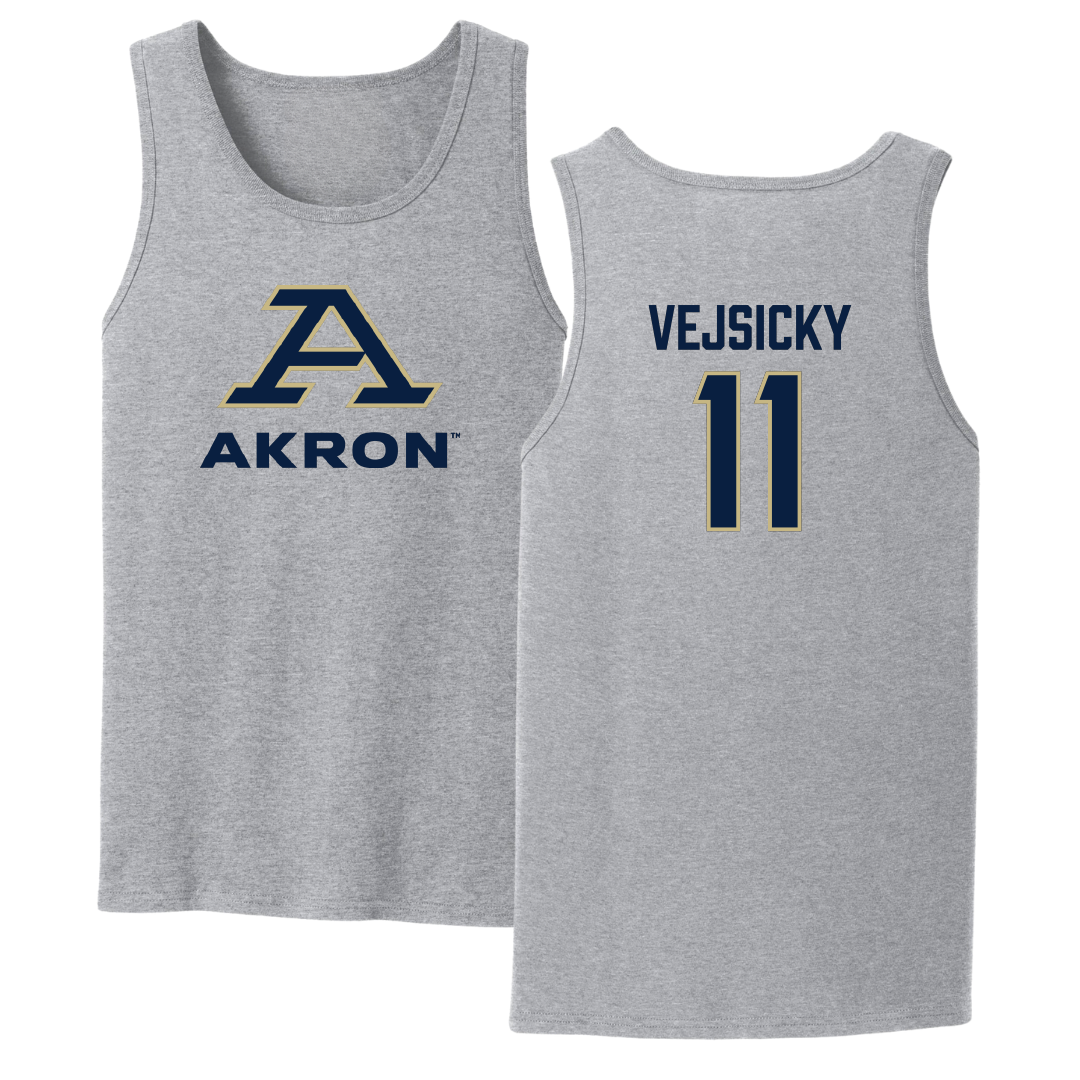 University of Akron Basketball Sport Gray Tank Top - #11 Maddie Vejsicky