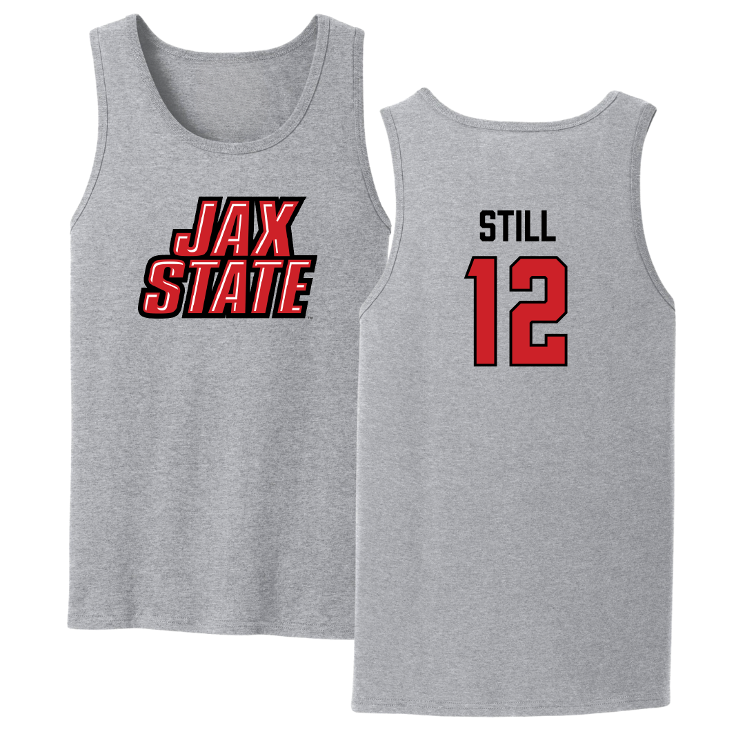 Jacksonville State University Soccer Sport Gray Tank Top - #12 Brookelyn Still