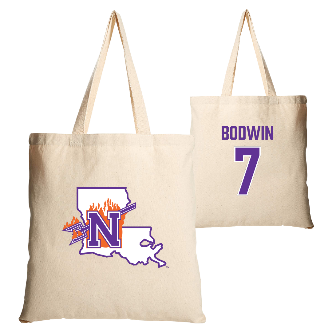 Northwestern State University Football Tan Canvas Tote Bag - #7 Jeremiah Bodwin