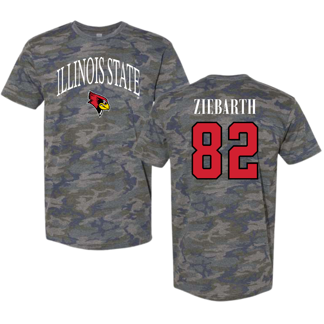 Illinois State University Football Vintage Camo Tee - #82 Max Ziebarth
