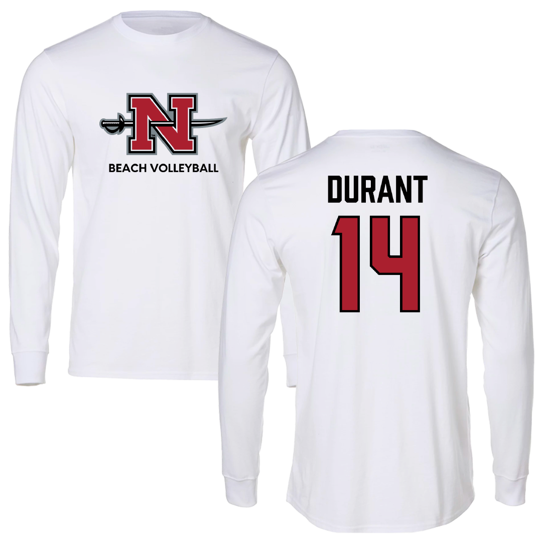 Nicholls State University Beach Volleyball White Performance Long Sleeve - #14 Bethanie Durant