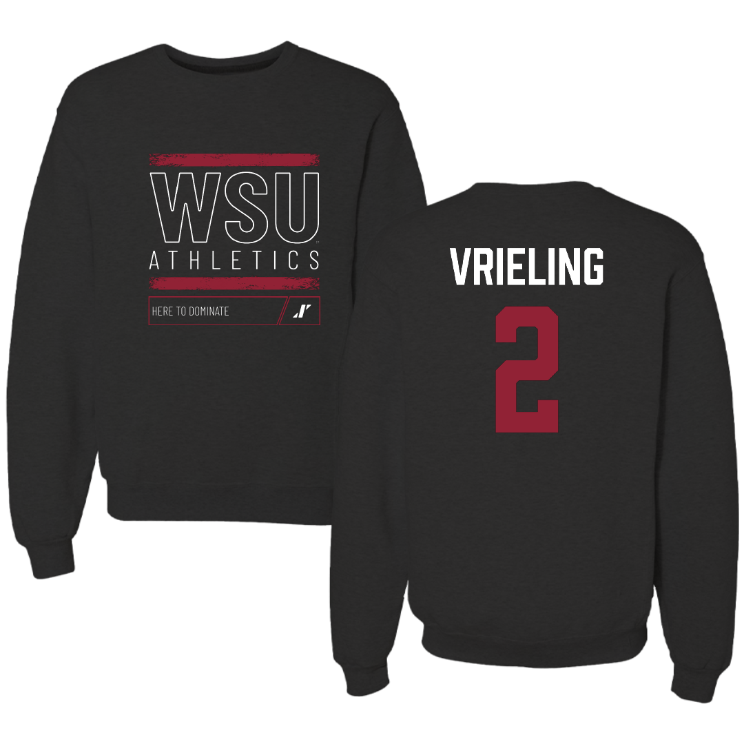 Washington State University Volleyball Black Dominate Crewneck - #2 Taryn Vrieling