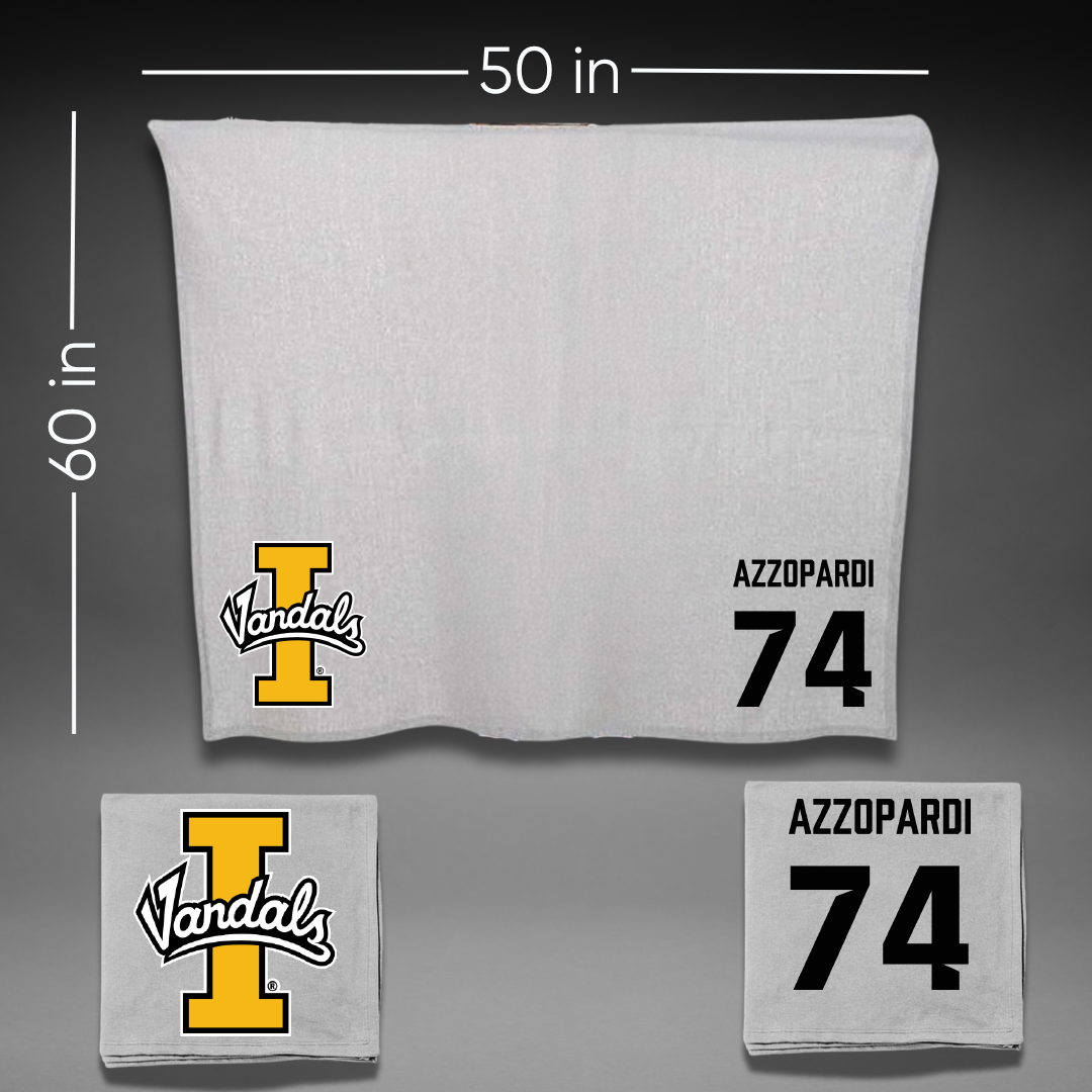 University of Idaho Football Gray Vandals Blanket - #74 Nate Azzopardi