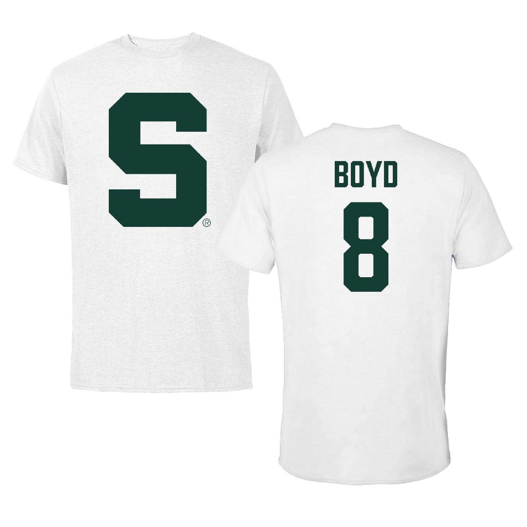 Michigan State University Football White Tee - #8 Evan Boyd