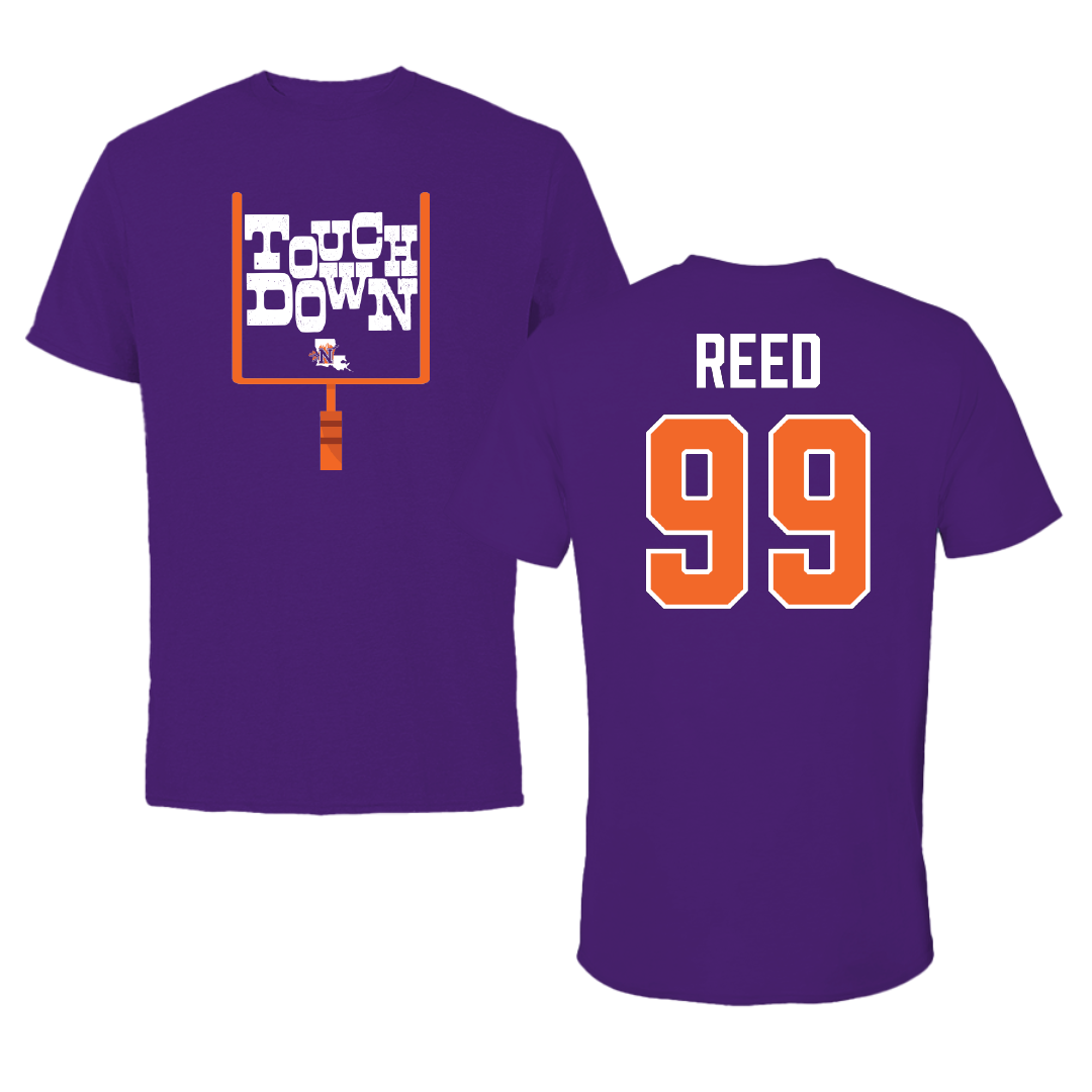 Northwestern State University Football Purple Touchdown Tee - #99 Ke’Shawn Reed