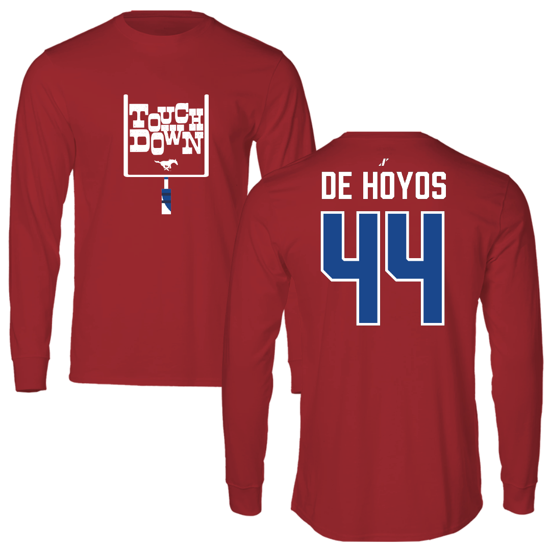 Southern Methodist University Football Canvas Red Touchdown Long Sleeve - #44 Michael De Hoyos