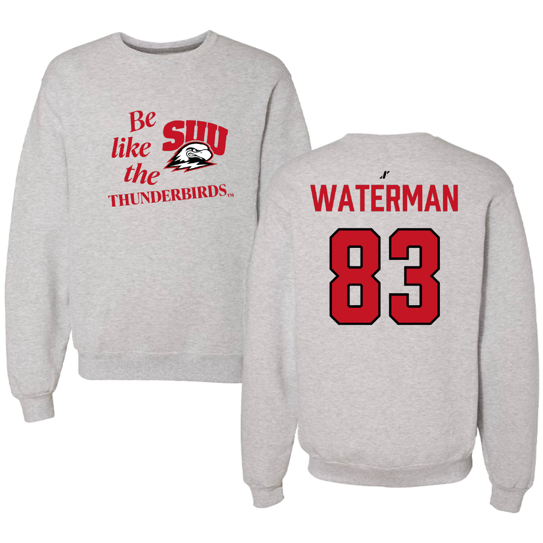 Southern Utah University Football Light Gray Be Like Us Crewneck - #83 Bryson Waterman