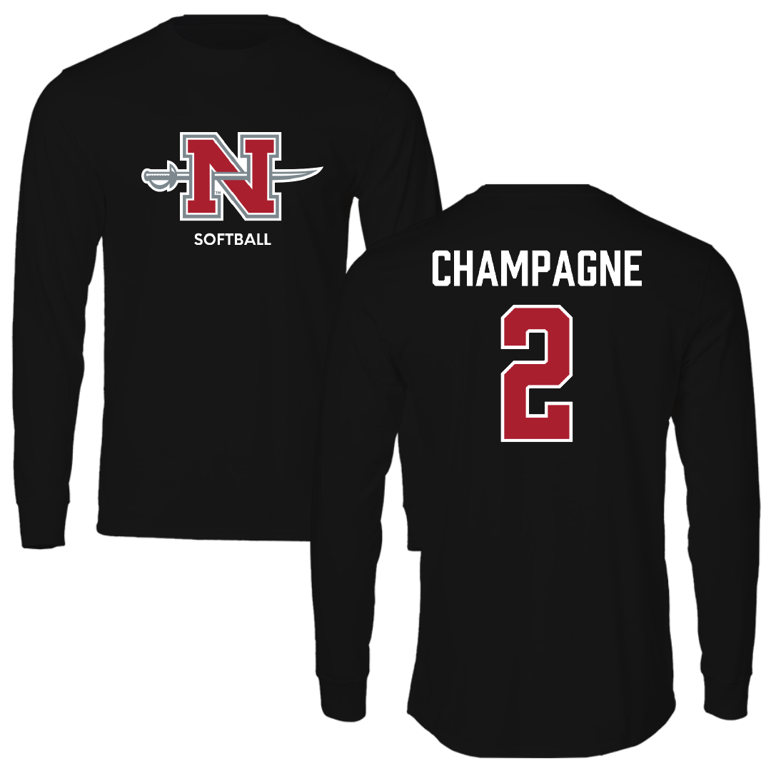 Nicholls State University Softball Black Mascot Performance Long Sleeve - #2 Mckenzie Champagne