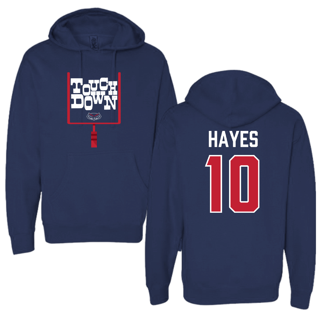 Florida Atlantic University Football Navy Touchdown Hoodie - #10 Omari Hayes