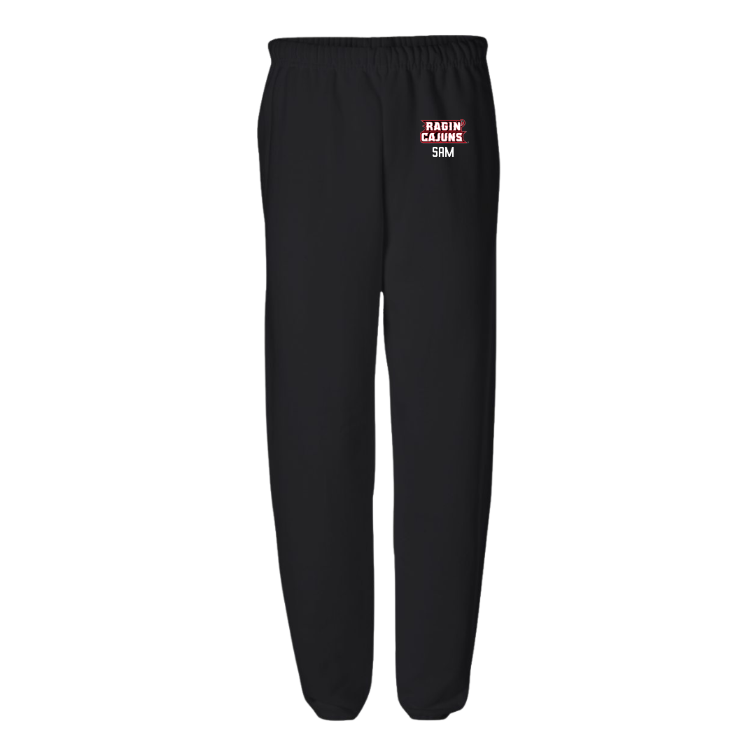 University of Louisiana at Lafayette Basketball (W) Black Sweatpants - #10 Aasia Sam
