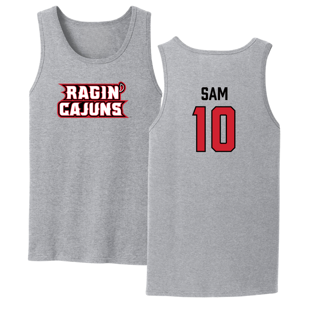 University of Louisiana at Lafayette Basketball Sport Gray Tank Top - #10 Aasia Sam