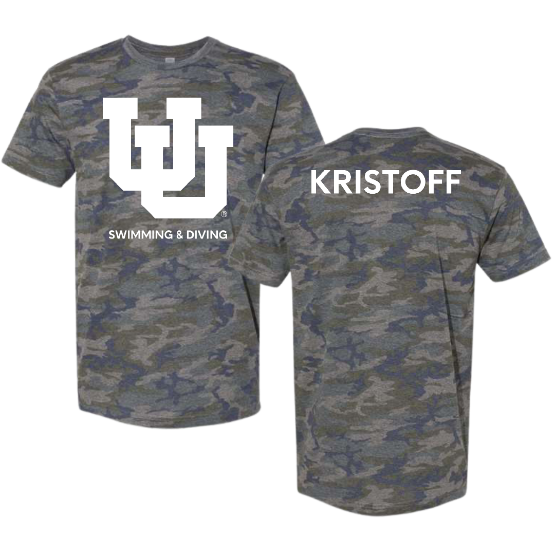 University of Utah Swimming & Diving Vintage Camo Tee - Keaton Kristoff