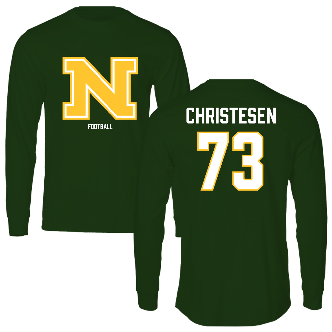 Northern Michigan University Football Forest Green Performance Long Sleeve - #73 Charlie Christesen