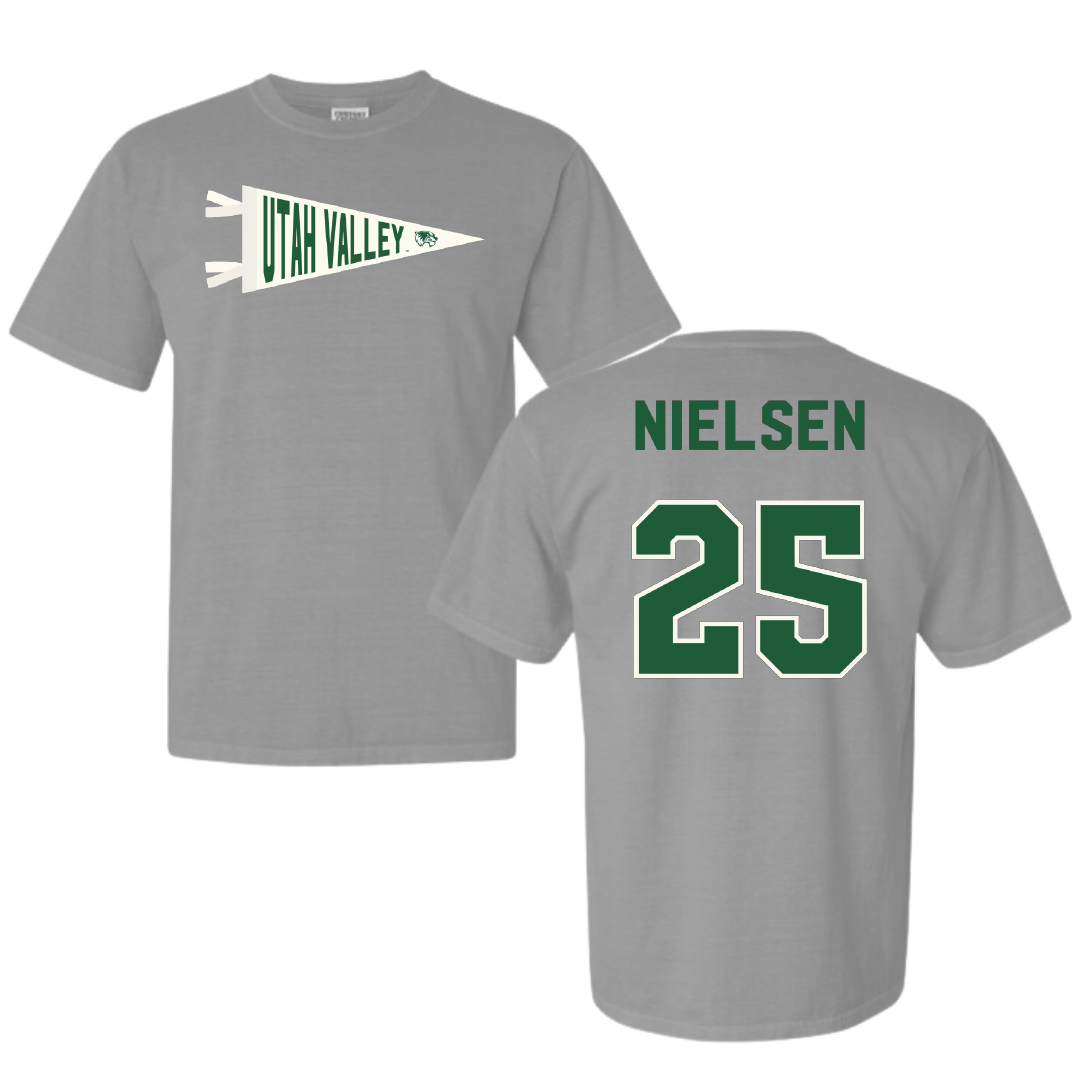 Utah Valley University Softball Light Gray Pennant Comfort Colors Tee - #25 Saige Nielsen