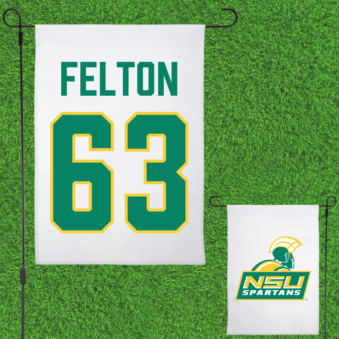 Norfolk State University Football White Garden Flag - #63 Marselle Felton