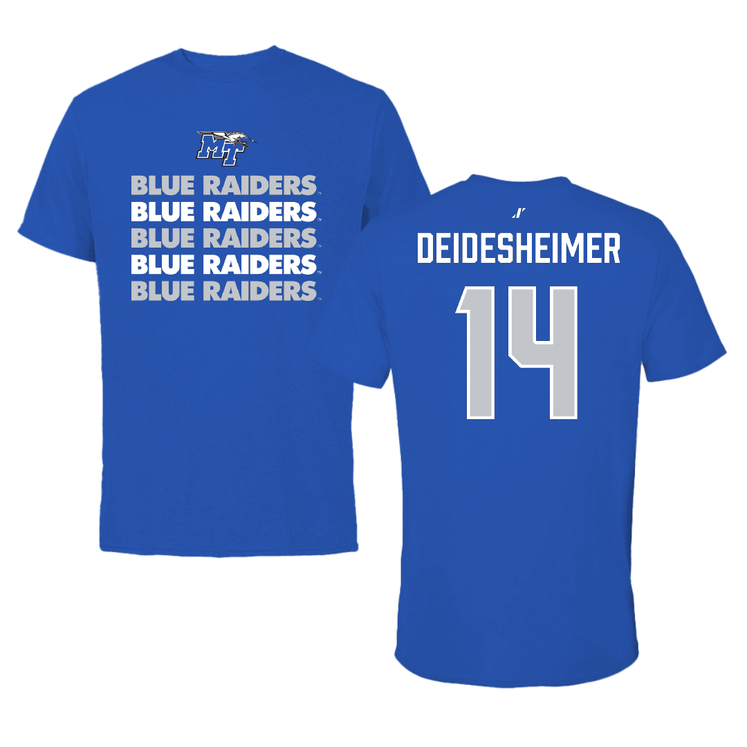 Middle Tennessee State University Volleyball Blue General Tee - #14 Payton Deidesheimer