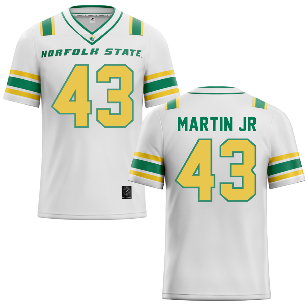 Norfolk State University White Football Jersey - #43 Richard Martin Jr