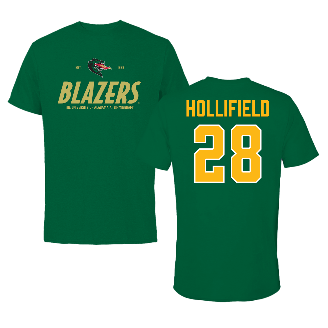University of Alabama at Birmingham Baseball Green General Performance Tee - #28 Nicholas Hollifield