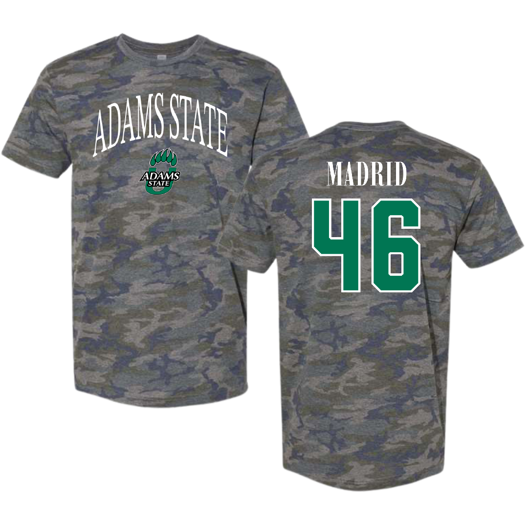 Adams State University Football Vintage Camo Tee - #46 Kaden Madrid