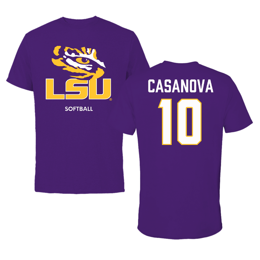 Louisiana State University Softball Purple Performance Tee - #10 Emilee Casanova