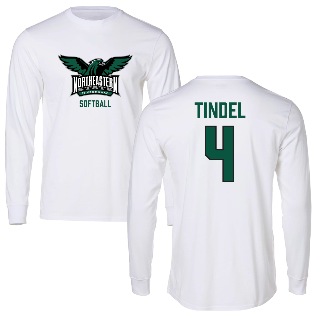 Northeastern State University Softball White Performance Long Sleeve - #4 Korynn Tindel