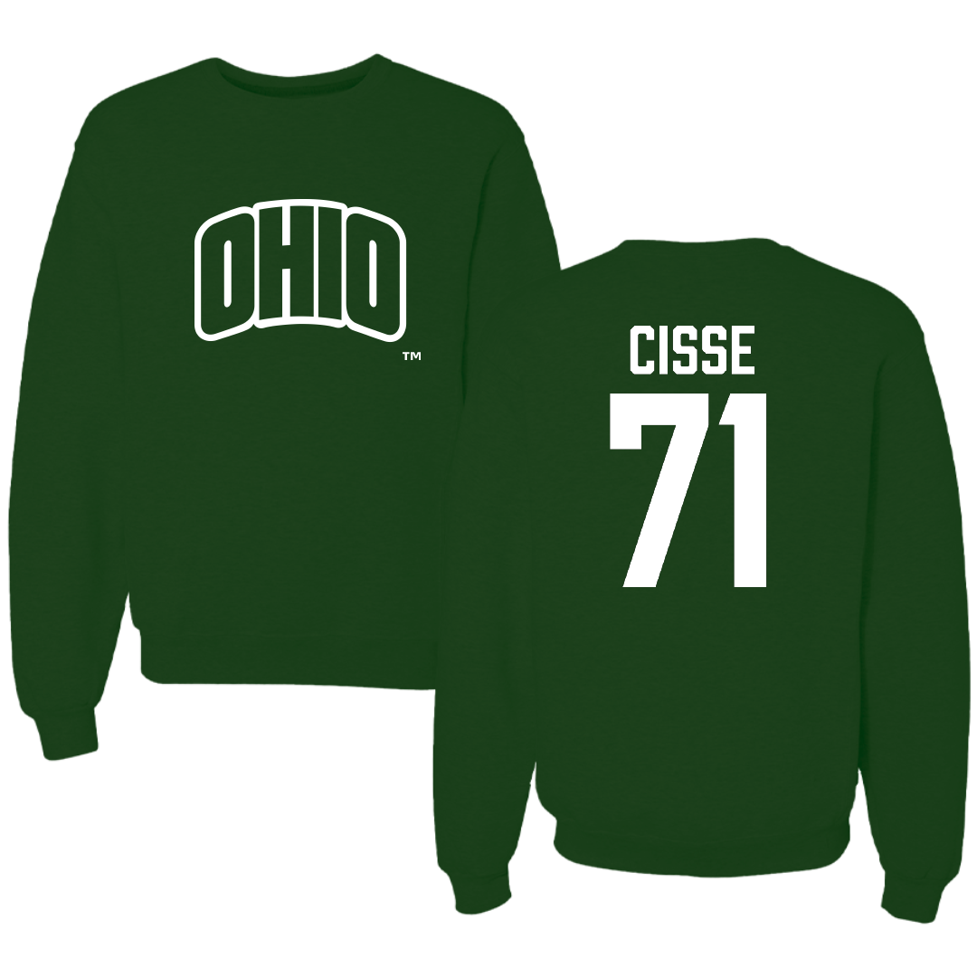 Ohio University Football Forest Green Crewneck - #71 Tigana Cisse