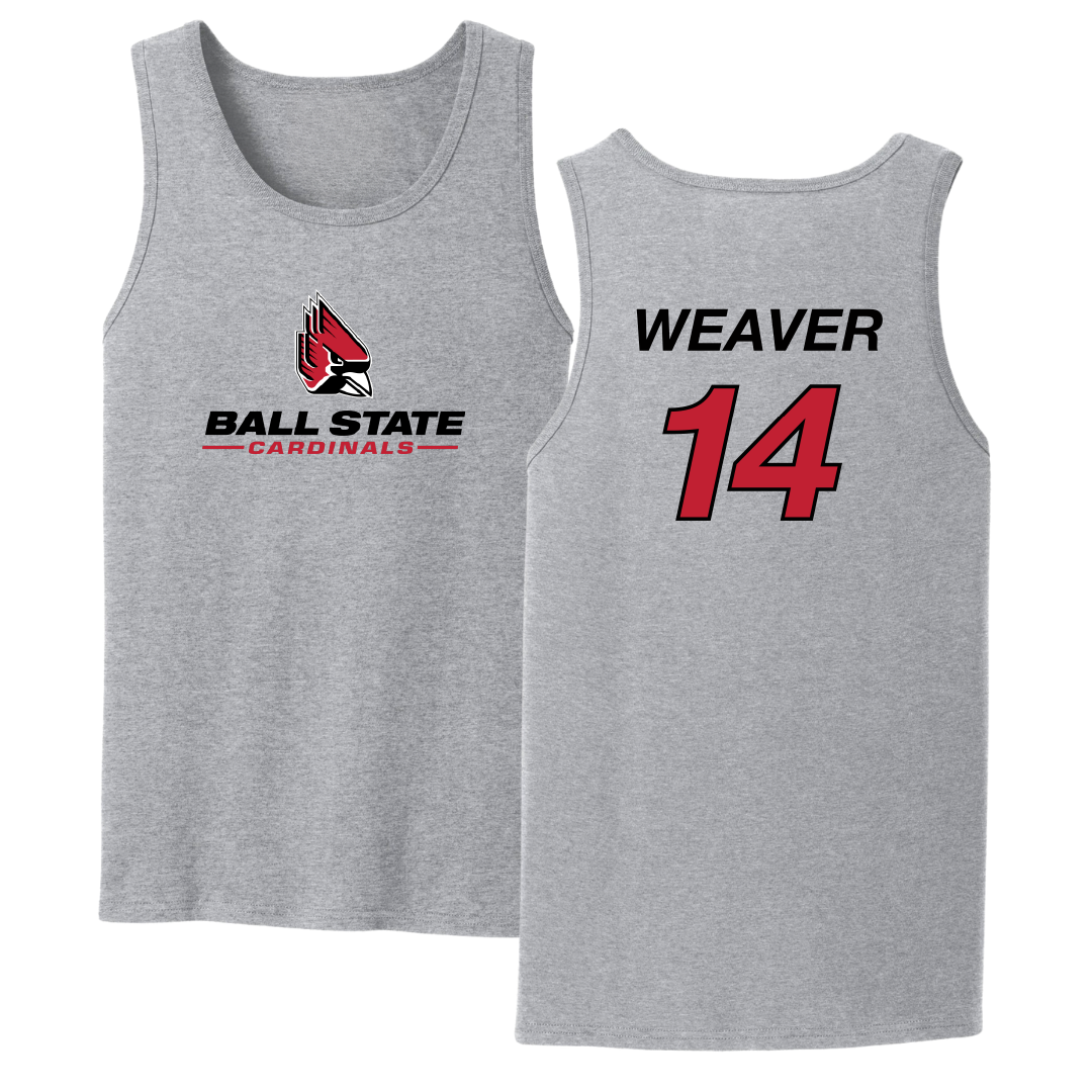 Ball State University Softball Sport Gray Tank Top - #14 Maddie Weaver