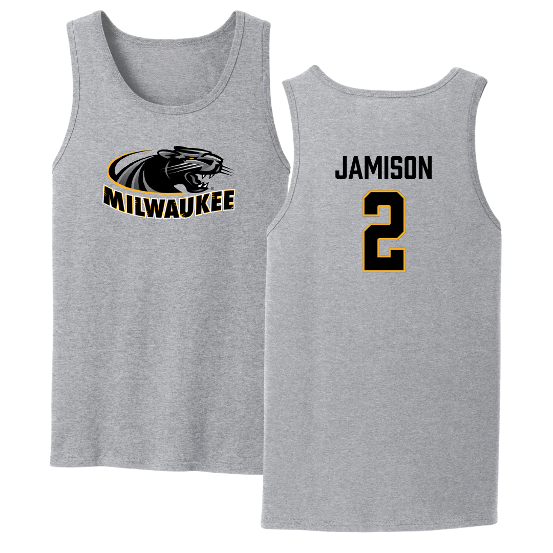 University of Wisconsin-Milwaukee Basketball Sport Gray Tank Top - #2 Elijah Jamison
