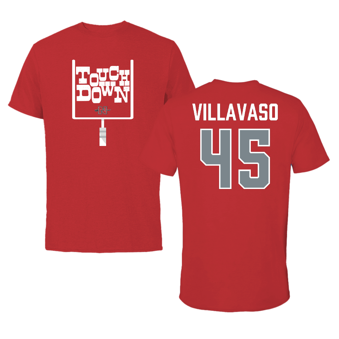 Nicholls State University Football Red Touchdown Performance Tee - #45 Alex Villavaso