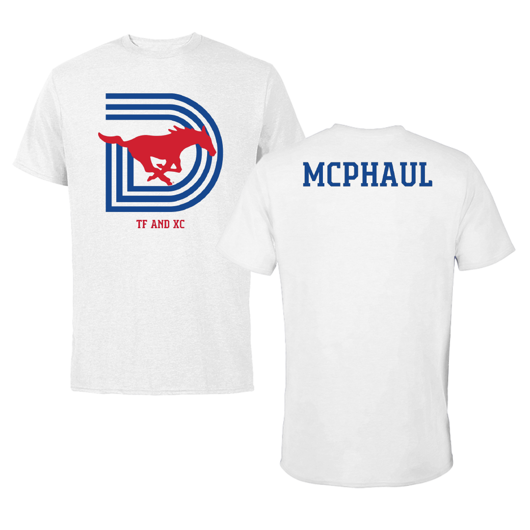 Southern Methodist University TF and XC White Performance Tee - Camryn McPhaul