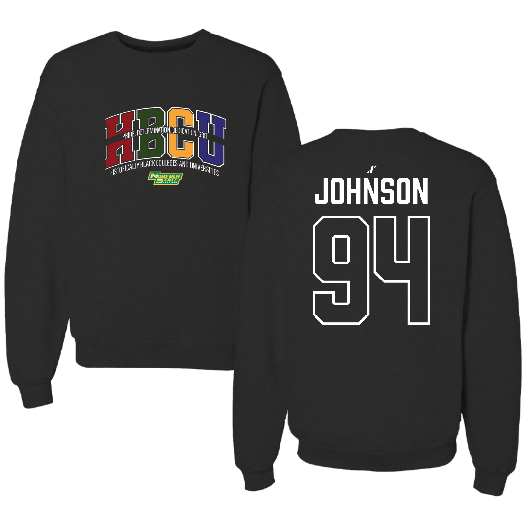 Norfolk State University Football Black HBCU Crewneck - #94 Tyler Johnson
