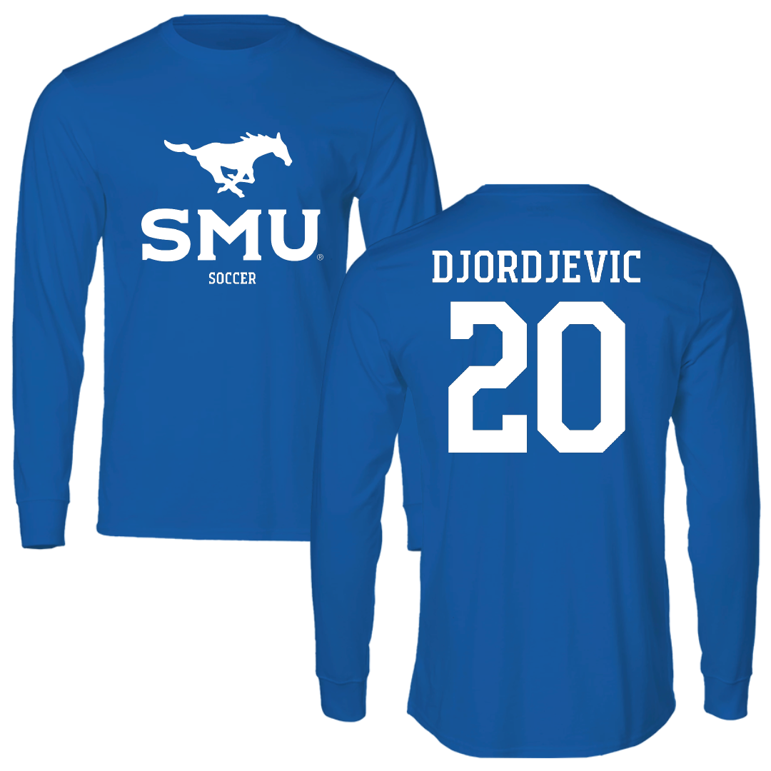 Southern Methodist University Soccer (M) Blue Mascot Performance Long Sleeve - #20 Nikola Djordjevic