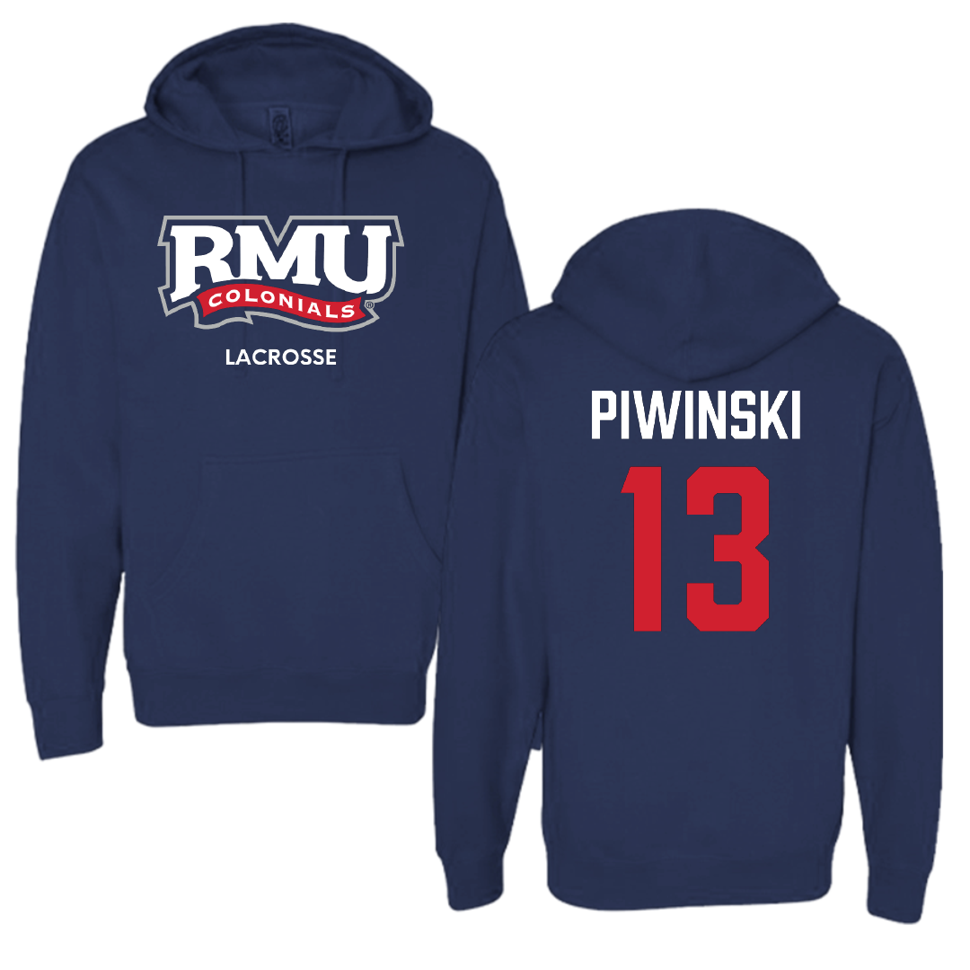 Robert Morris University Lacrosse (M) Navy Hoodie - #13 Parker Piwinski