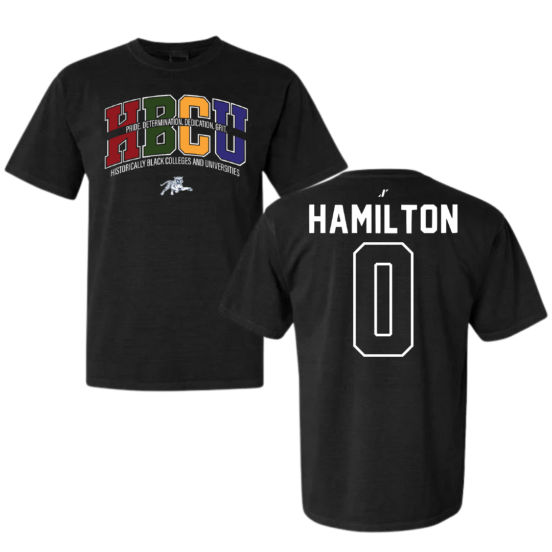 Jackson State University Soccer Black HBCU Comfort Colors Tee - #0 Jordan Hamilton