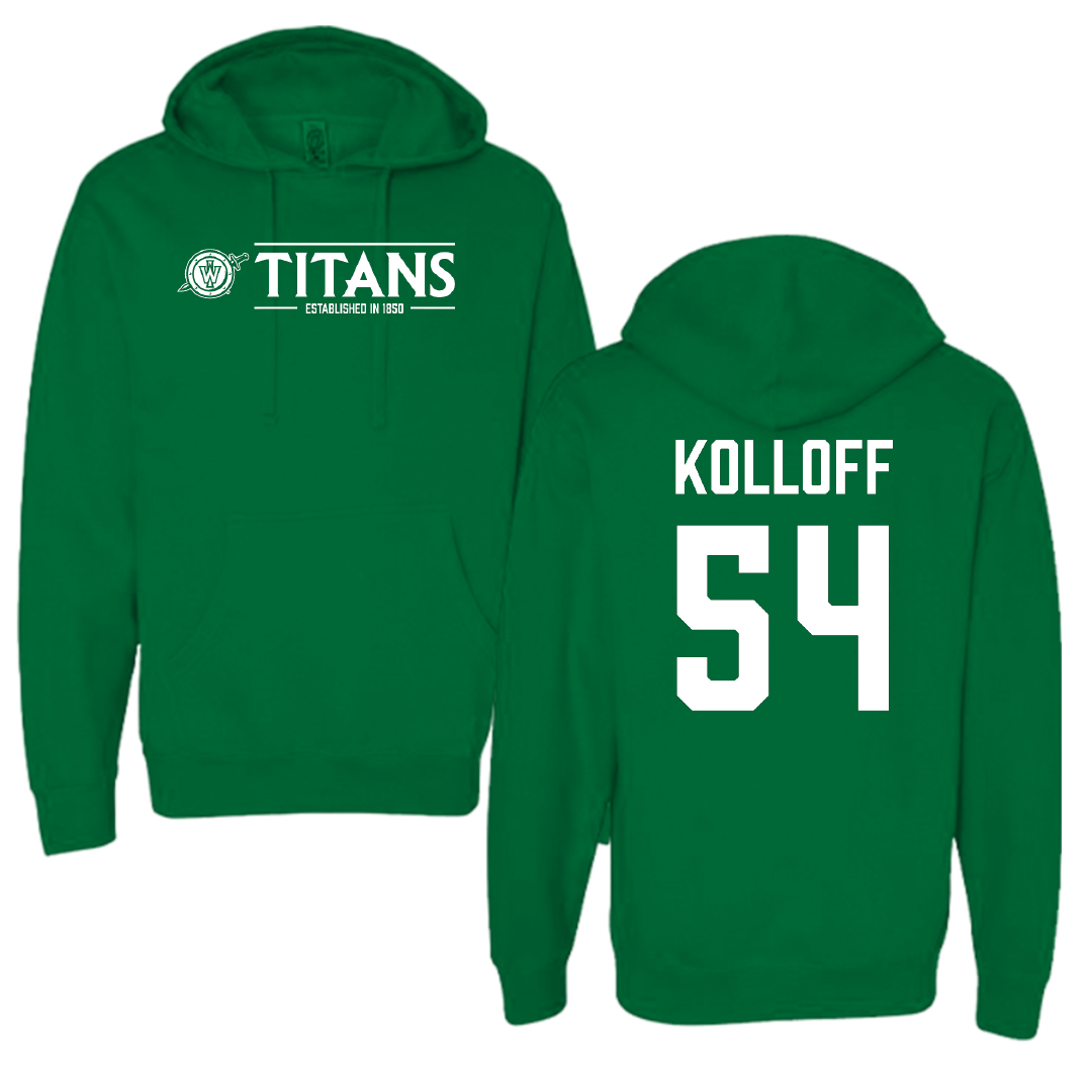 Illinois Wesleyan University Football Green General Hoodie - #54 Ethan Kolloff