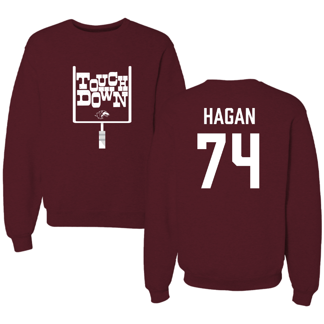 Southern Illinois University at Carbondale Football Maroon Touchdown Crewneck - #74 Harris Hagan