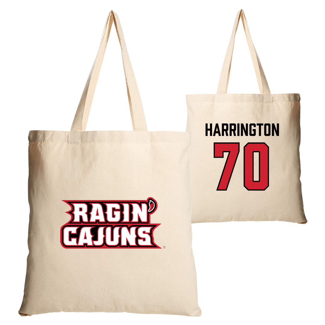 University of Louisiana at Lafayette Football Tan Canvas Tote Bag - #70 Jax Harrington