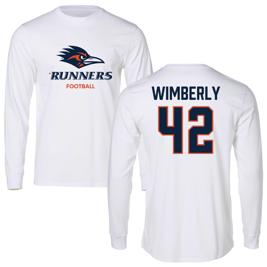 University of Texas at San Antonio Football White Long Sleeve - #42 Daemian Wimberly