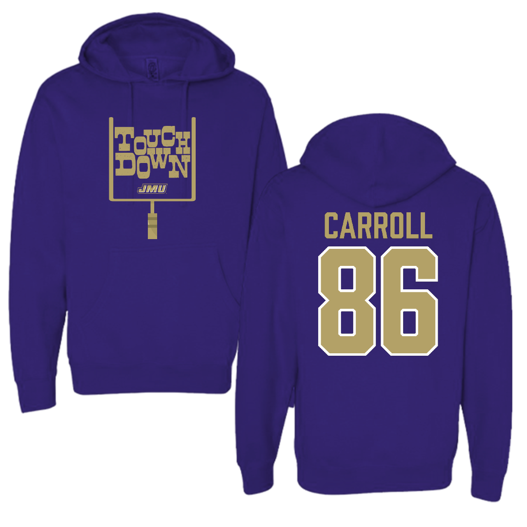 James Madison University Football Purple Touchdown Hoodie - #86 Collin Carroll