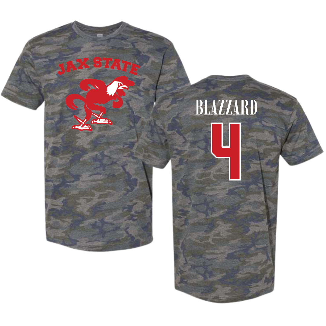 Jacksonville State University Volleyball Vintage Camo Tee - #4 Morgan Blazzard