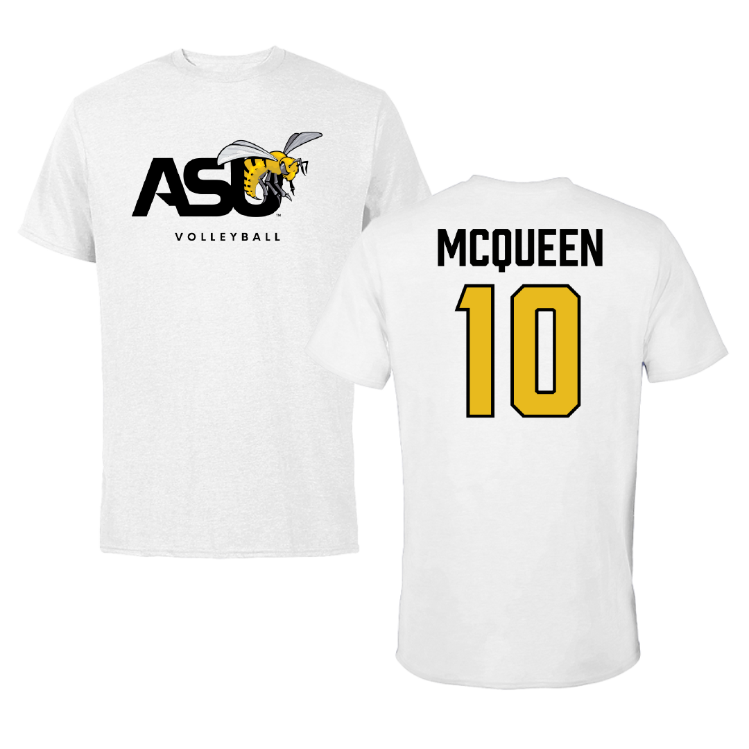 Alabama State University Volleyball (W) White ASU Performance Tee - #10 Madisynne McQueen