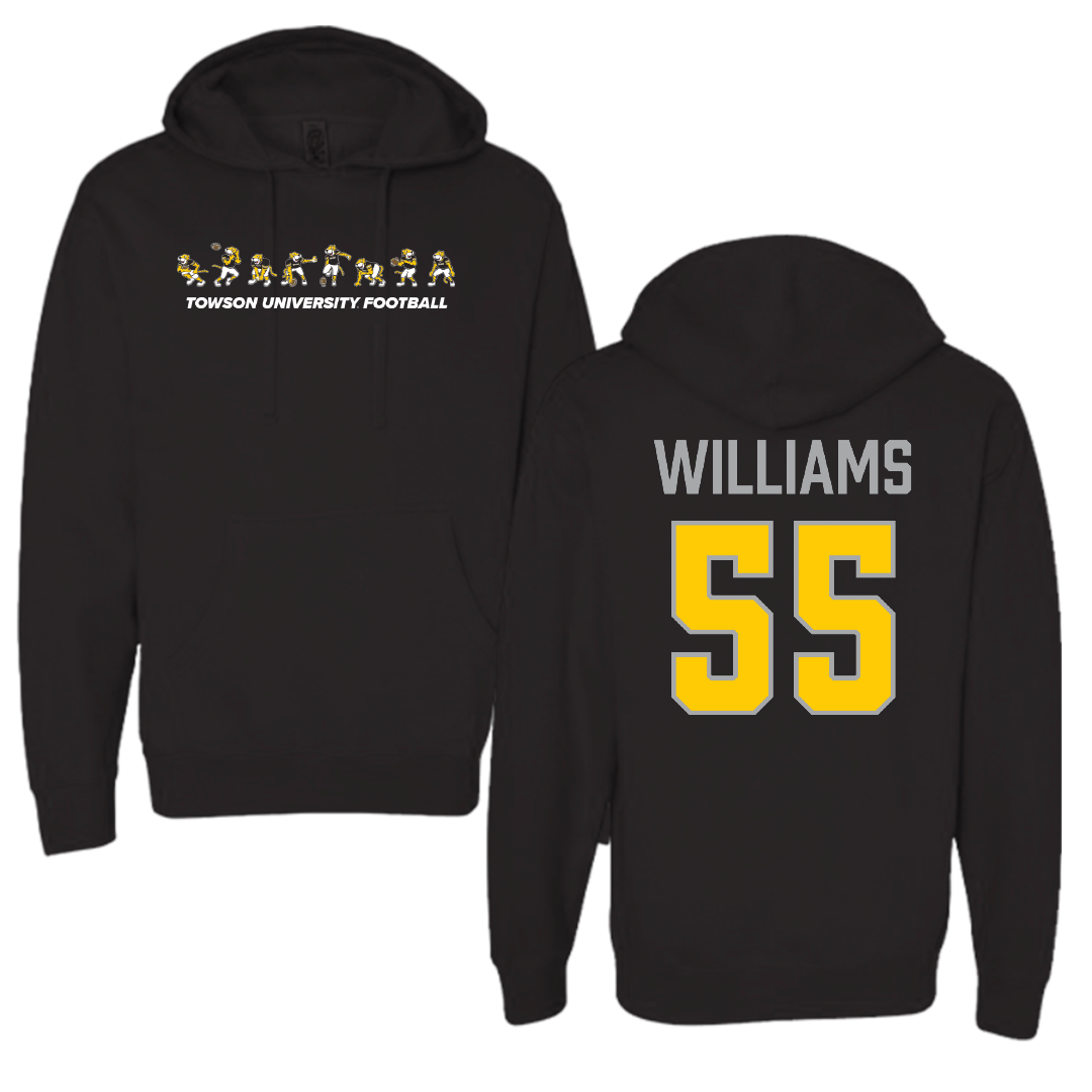 Towson University Football Black Cartoon Doc Team Hoodie - #55 Mike Williams
